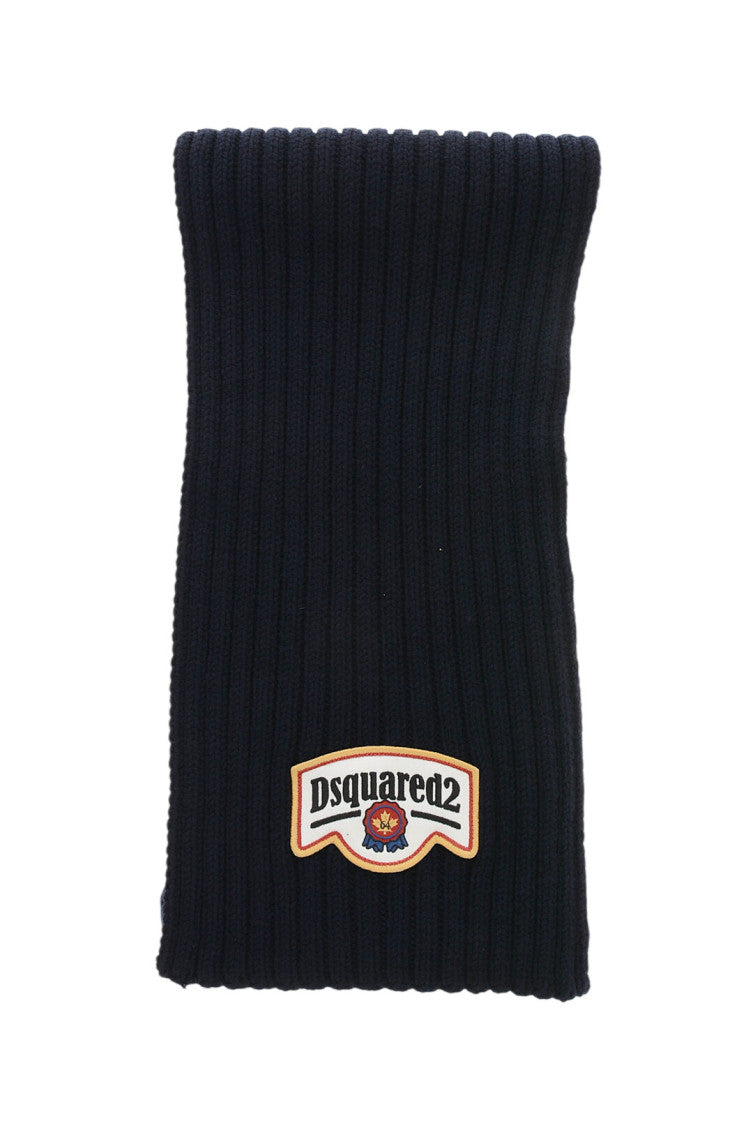 Black Knitted Logo Scarf 1