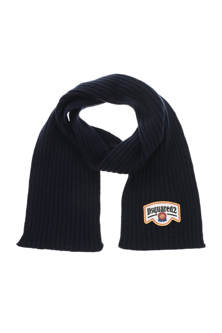 Black Knitted Logo Scarf 2