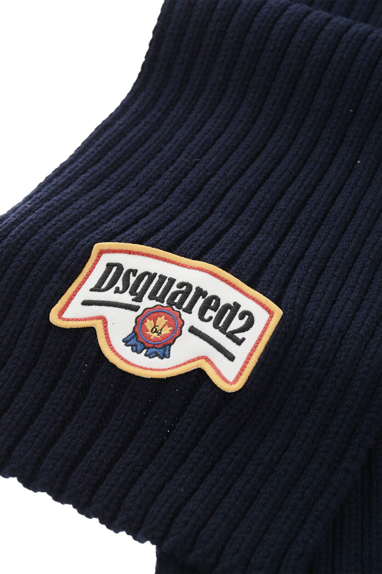 Black Knitted Logo Scarf 3