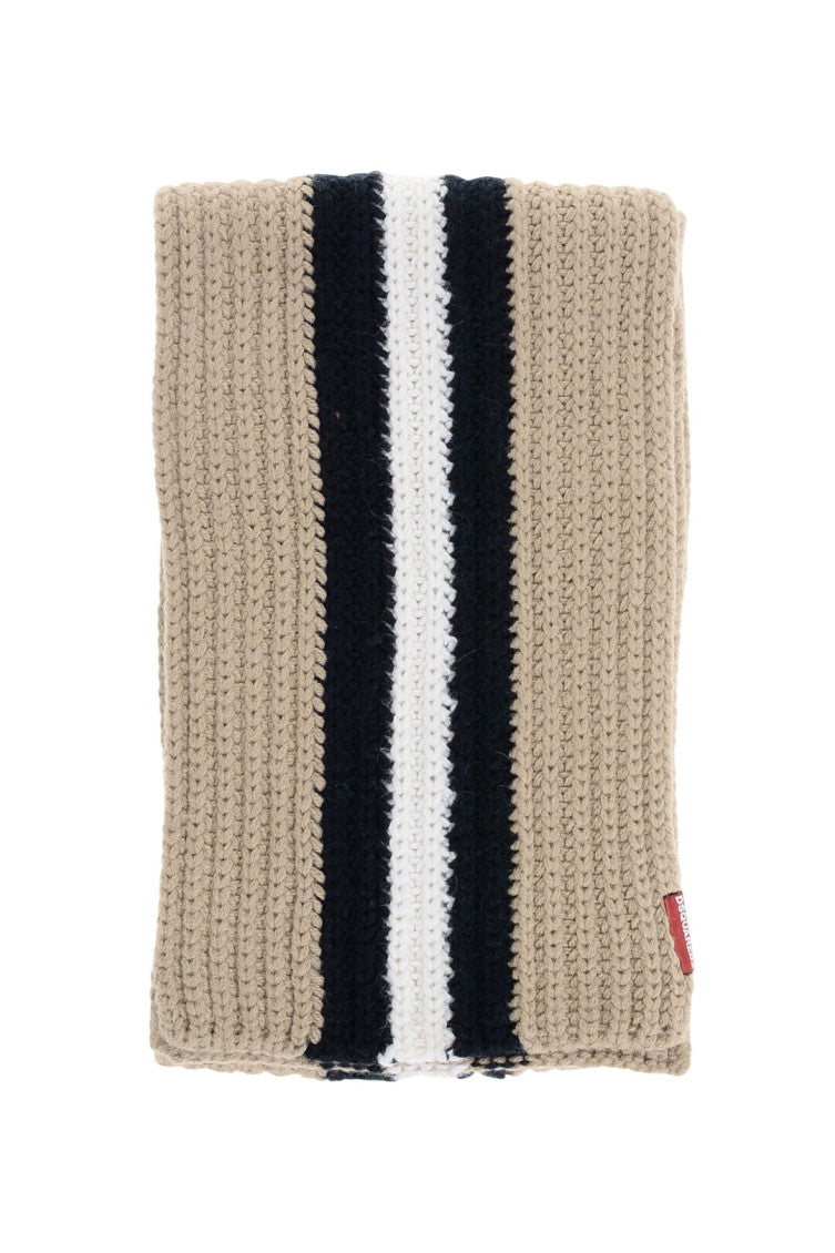 Beige Contrasting Band Stripes Scarf 1