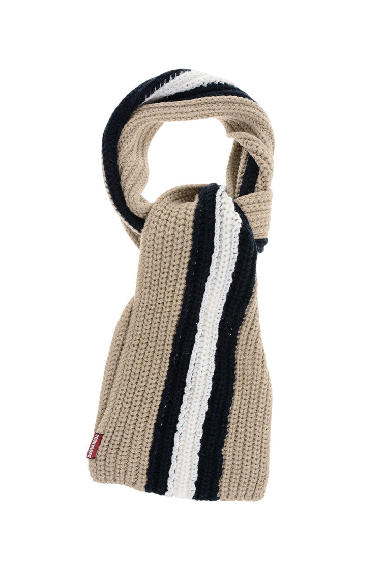 Beige Contrasting Band Stripes Scarf 2