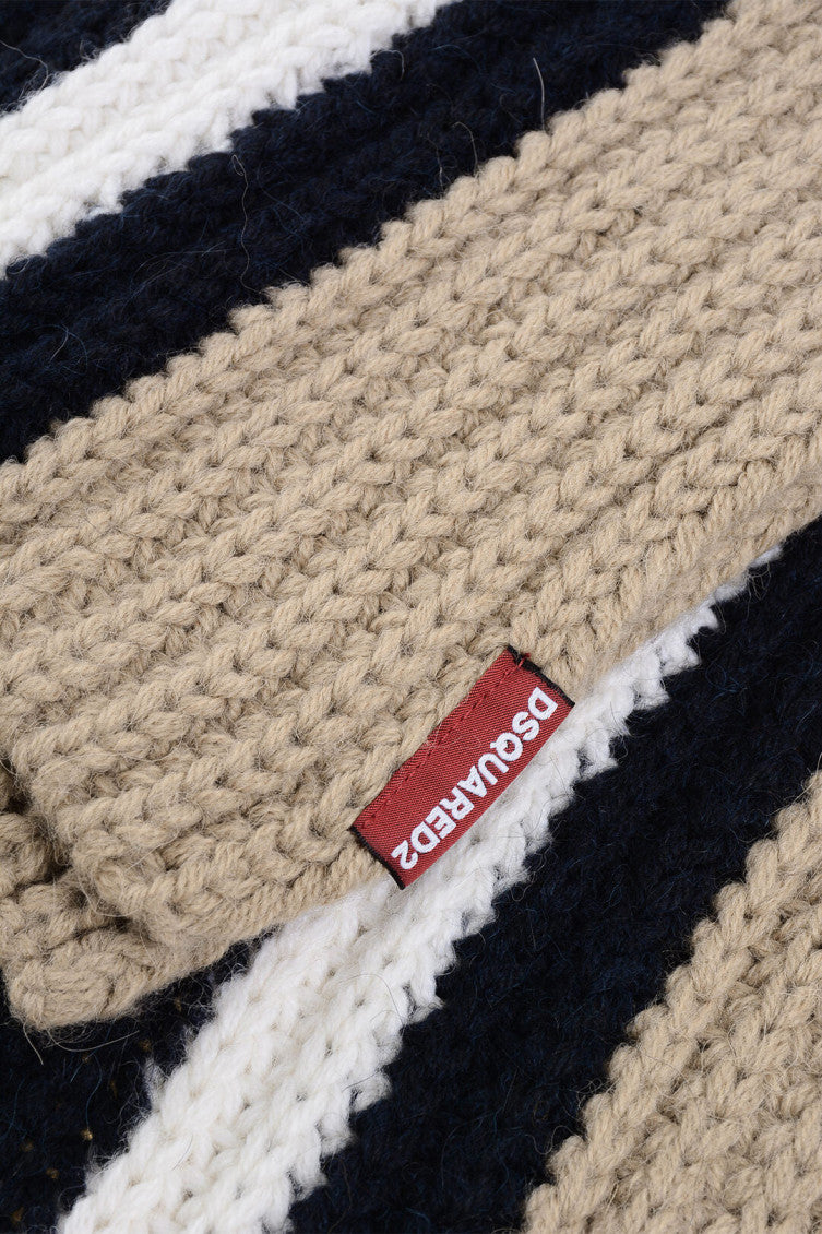 Beige Contrasting Band Stripes Scarf 3