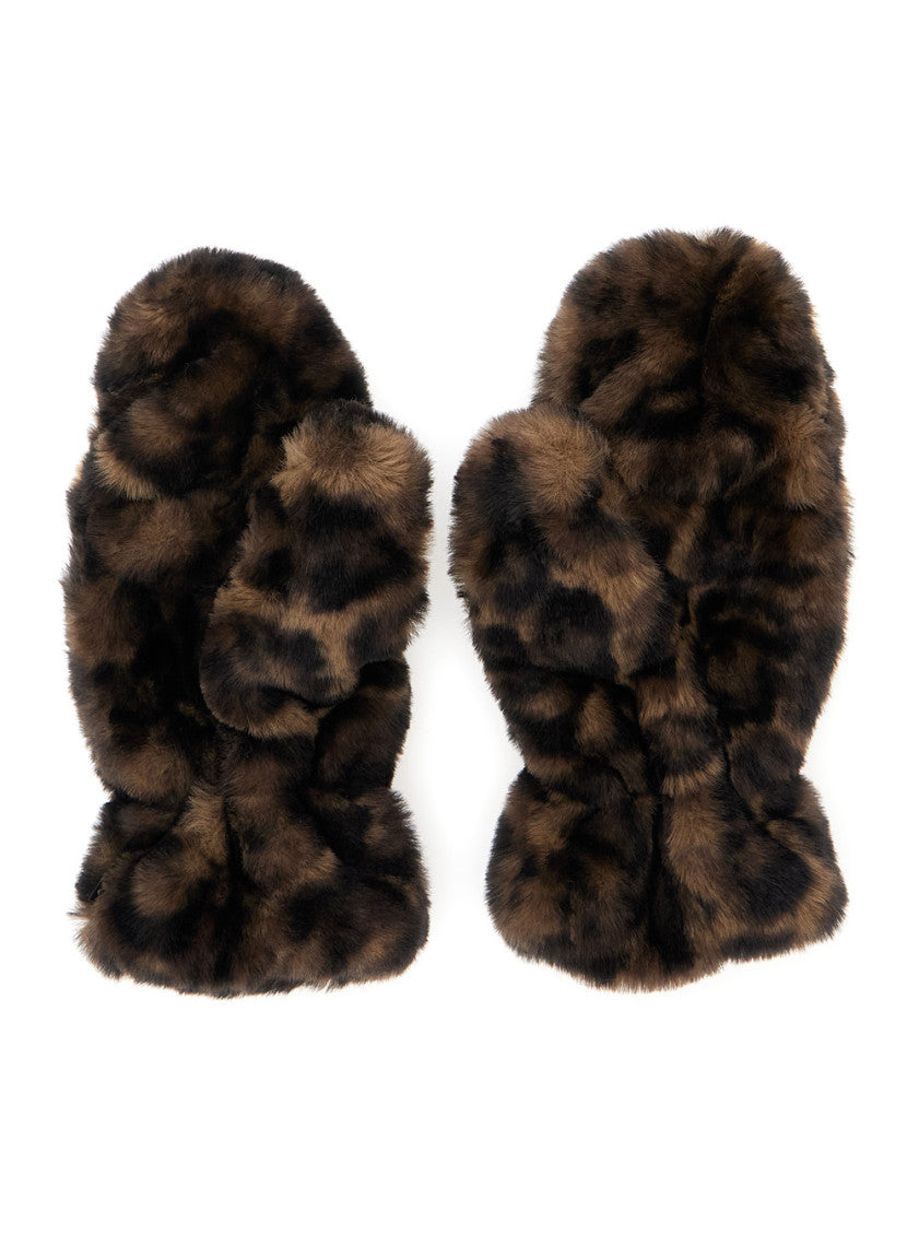 Brown Leopard Pattern Mitten Gloves 2
