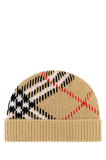 Beige Checks Beanie Cap 1
