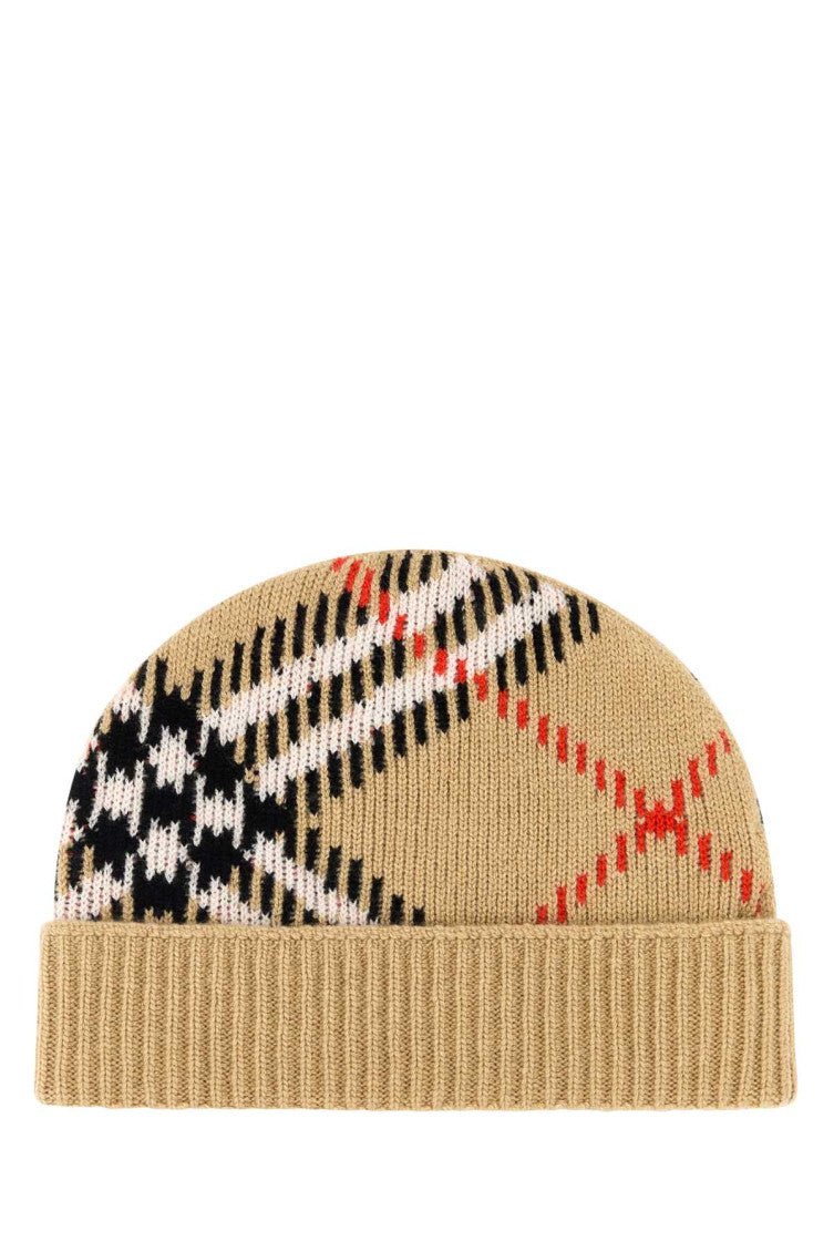 Beige Checks Beanie Cap 2