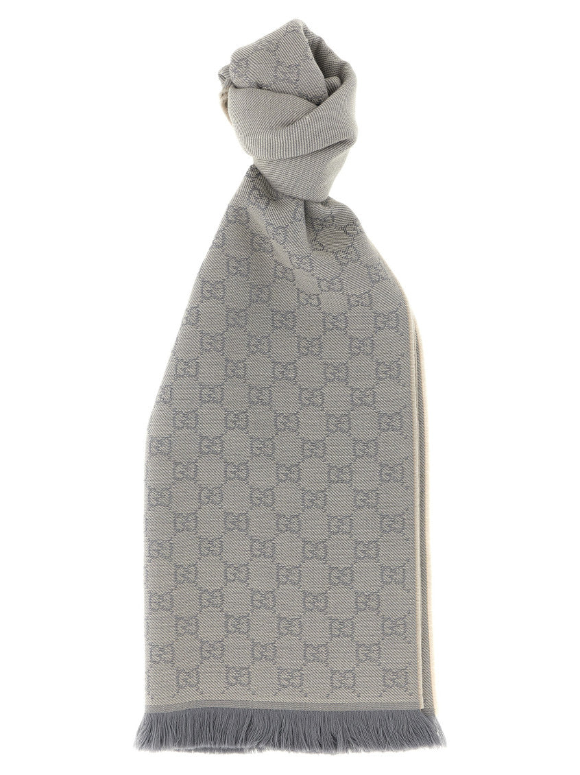 Grey GG Wool Scarf 1