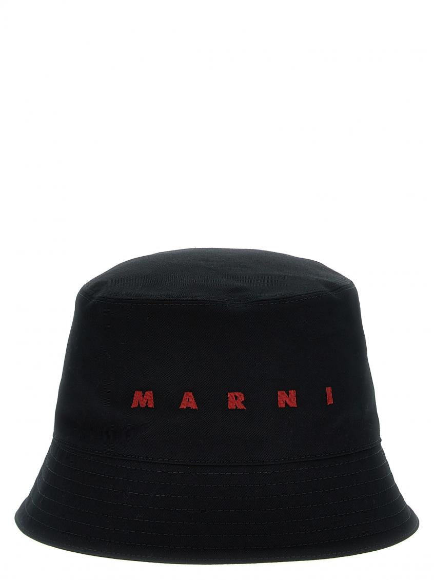 Black Logo Embroidery Bucket Hat 1