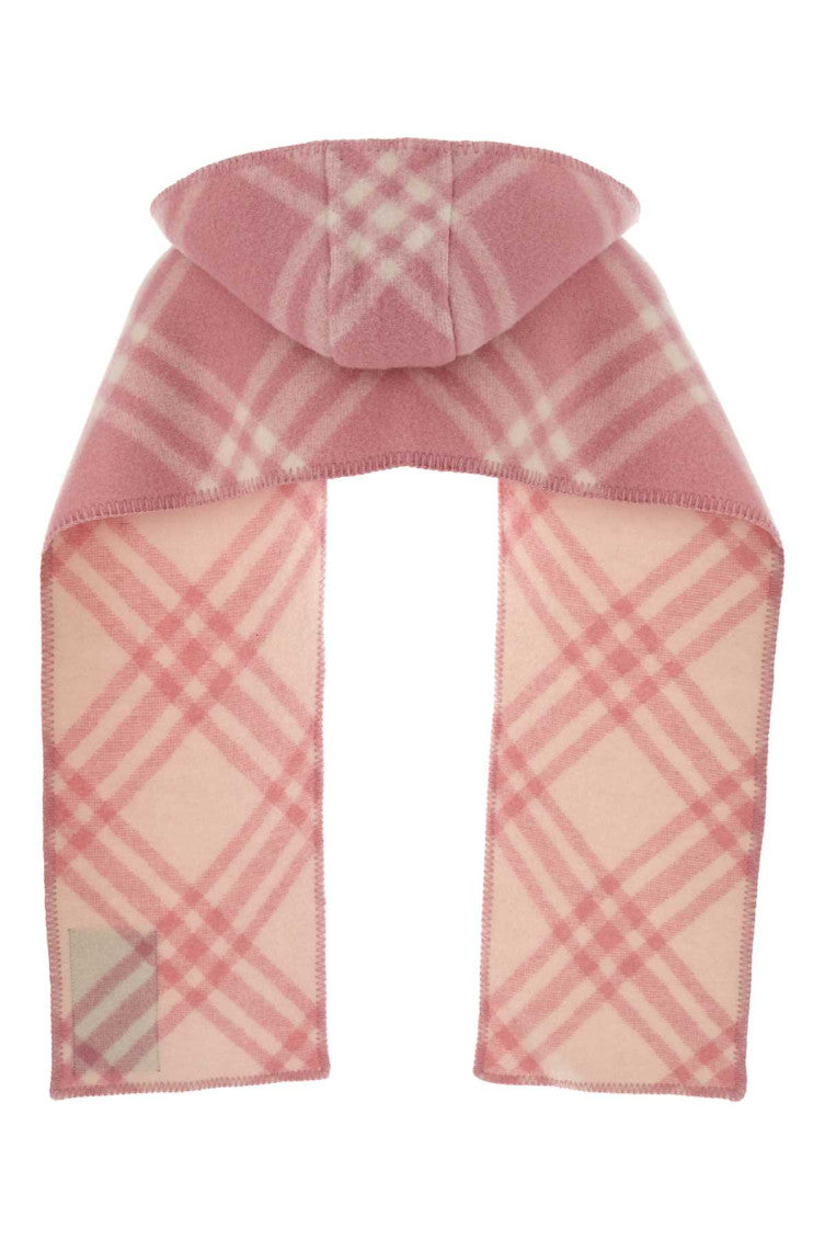 Pink Checks Hooded Scarf 2