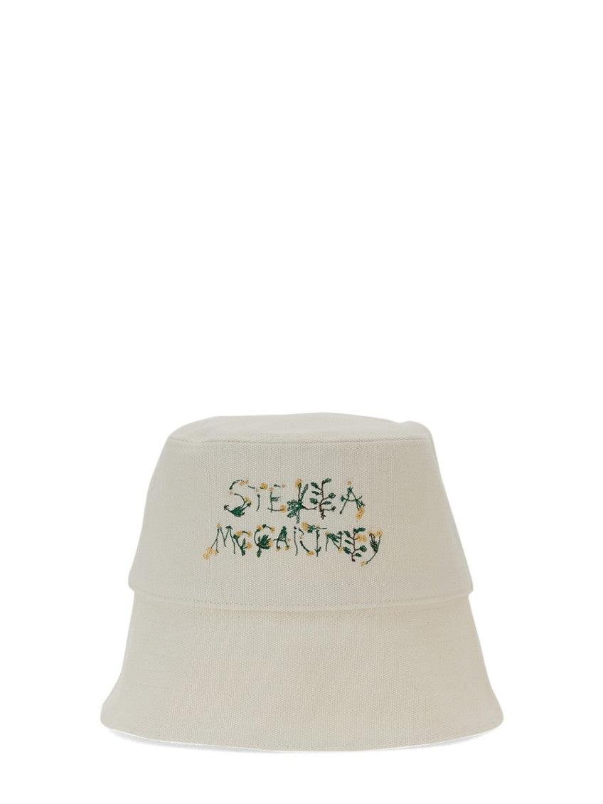 White Embroidered Bucket Hat 1