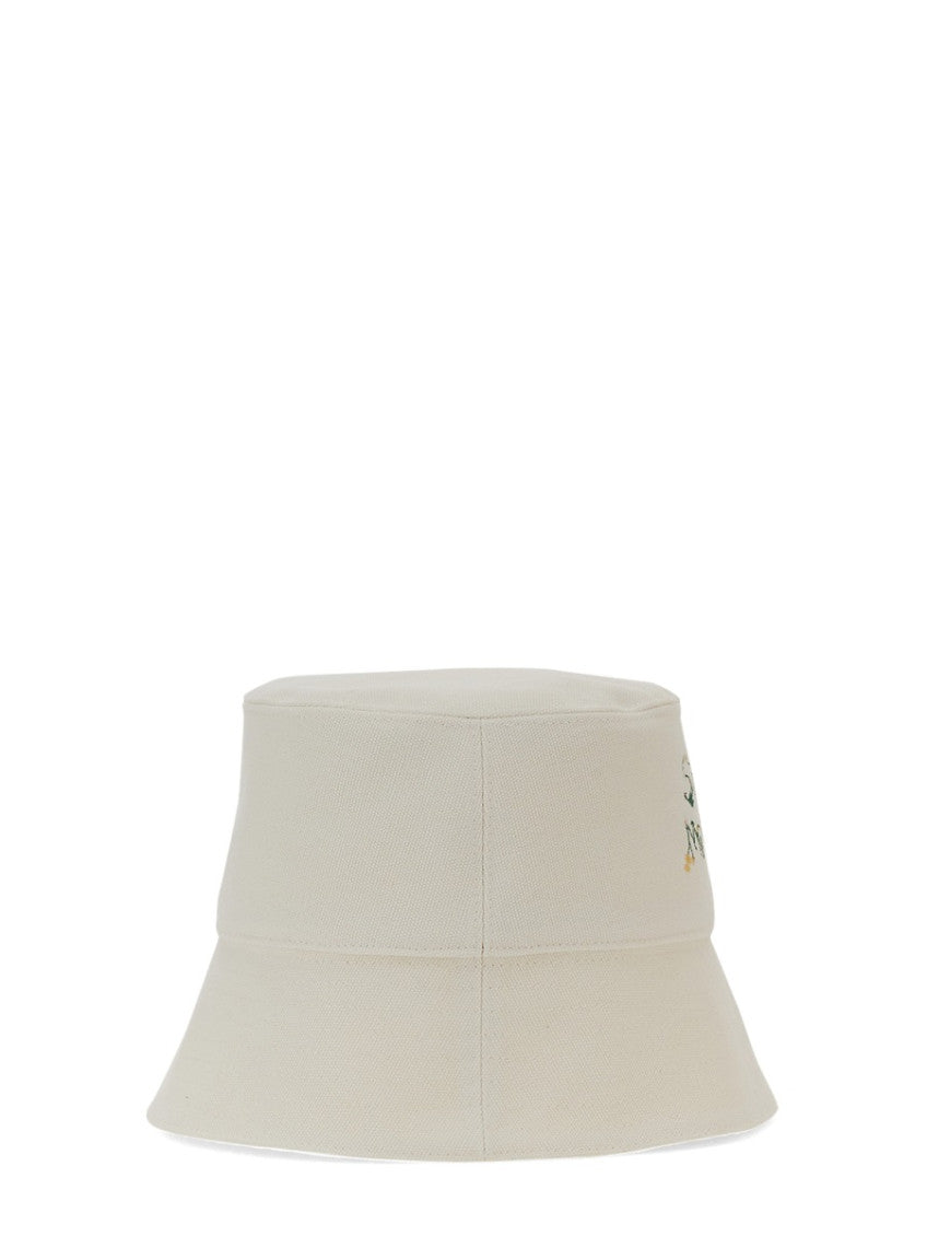 White Embroidered Bucket Hat 2