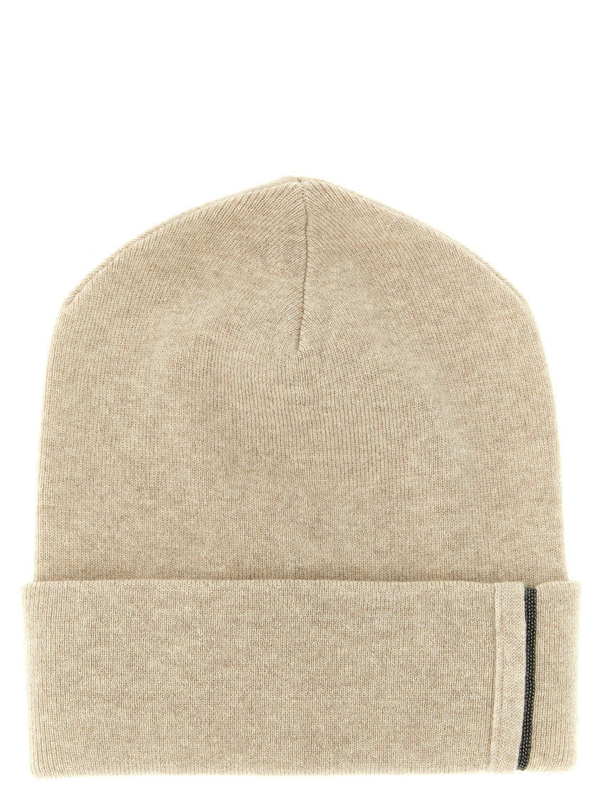 Beige Monile Beanie Hat 1