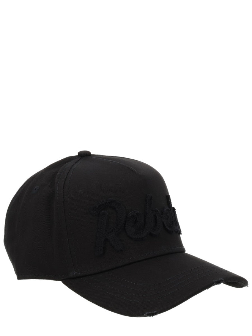 Black Embroidered Baseball Hat 2