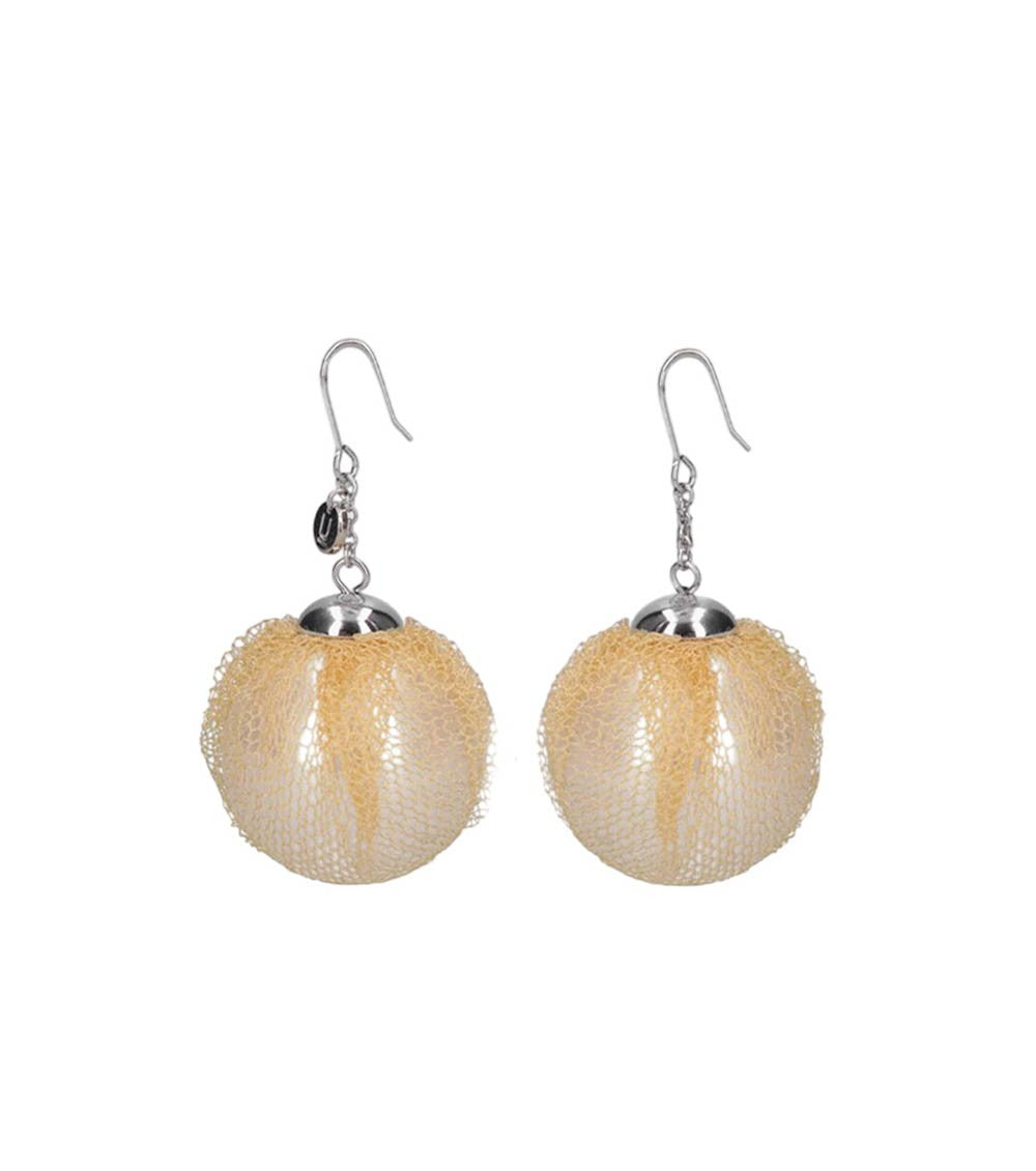 Yellow Tulle Drop Earrings 1