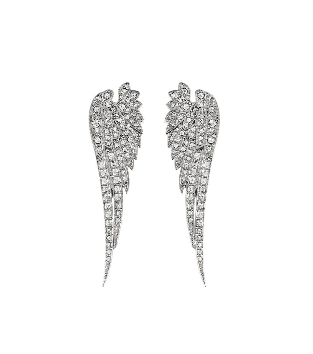Silver Wings Strass Drop Earrings 1