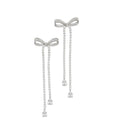 Silver Crystal Bow Dangler Earrings 1