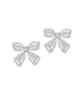 Silver Crystal Bow Stud Earrings 1