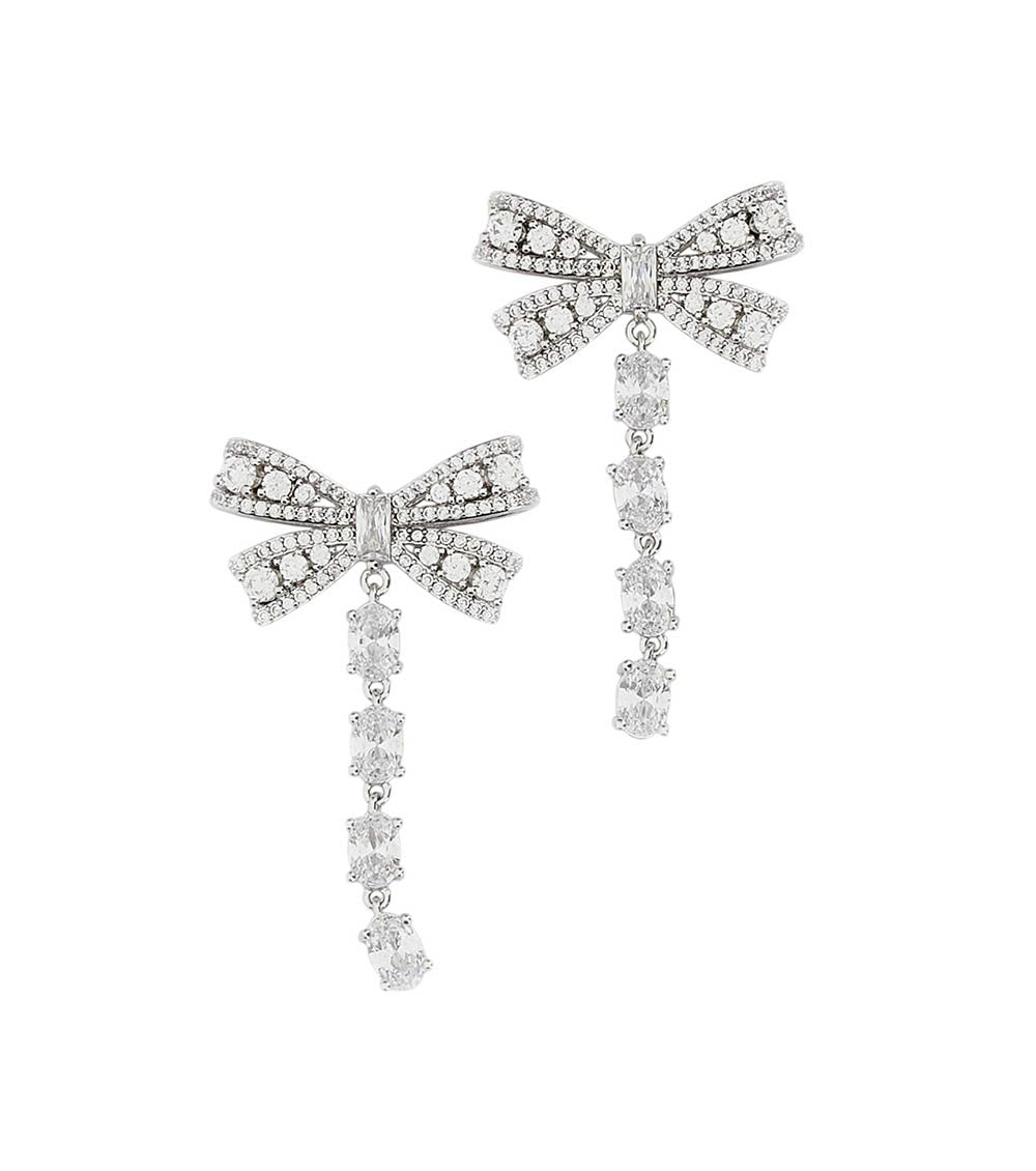 Silver Bow Dangler Earrings 1