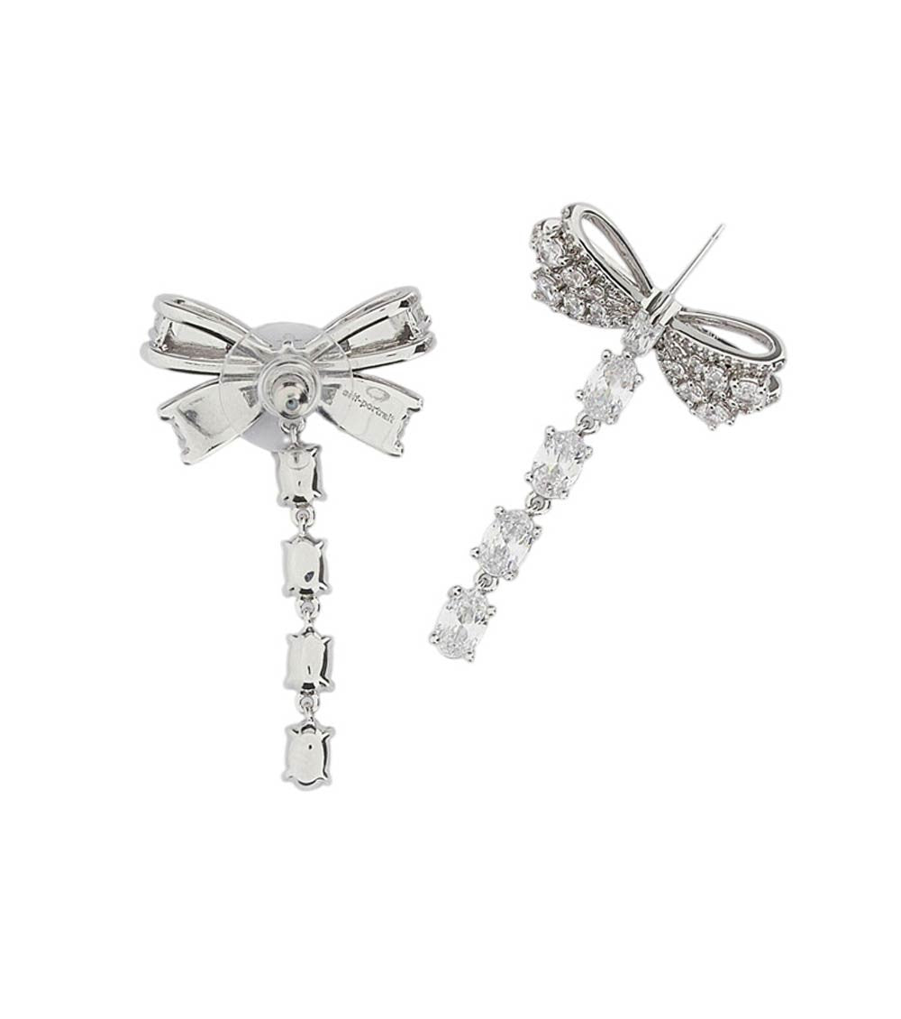 Silver Bow Dangler Earrings 2