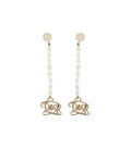 White Logo Drop Earrings 1