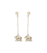 White Logo Drop Earrings 1