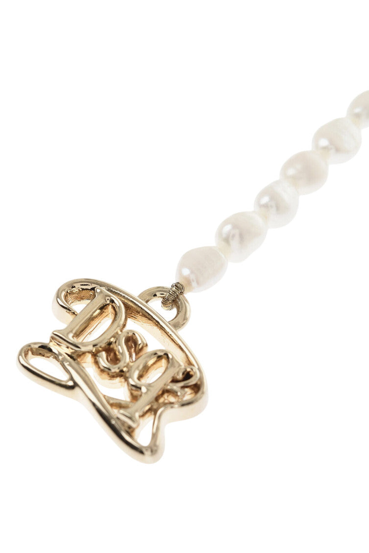 White Logo Drop Earrings 2