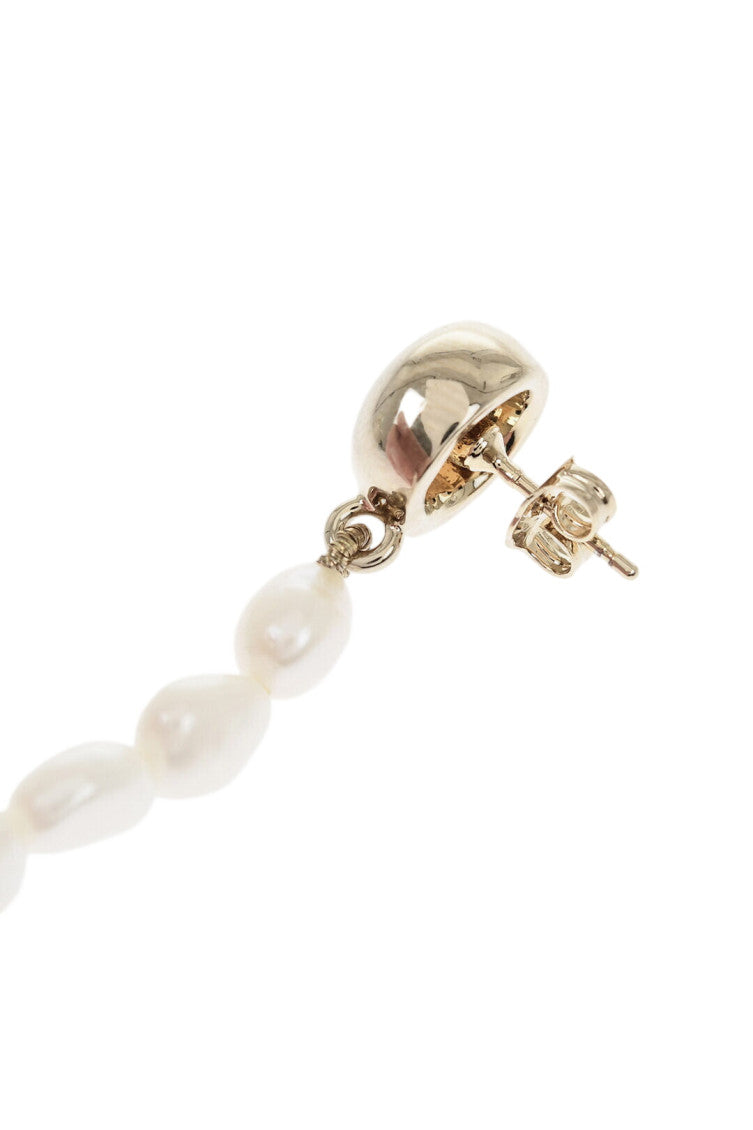 White Logo Drop Earrings 3