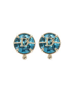 Blue Logo Stud Earrings 1