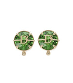 Green Logo Stud Earrings 1