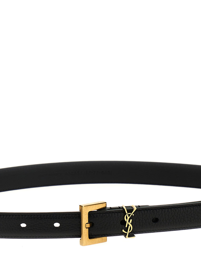 Black Cassandre Buckle Textured Belt 3