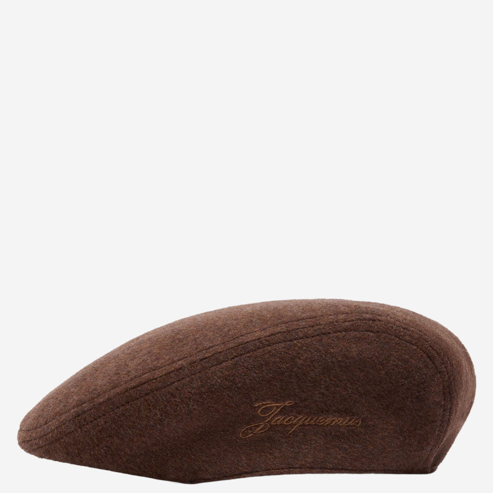 Dark Brown Embroidered Flat Beret Hat 1