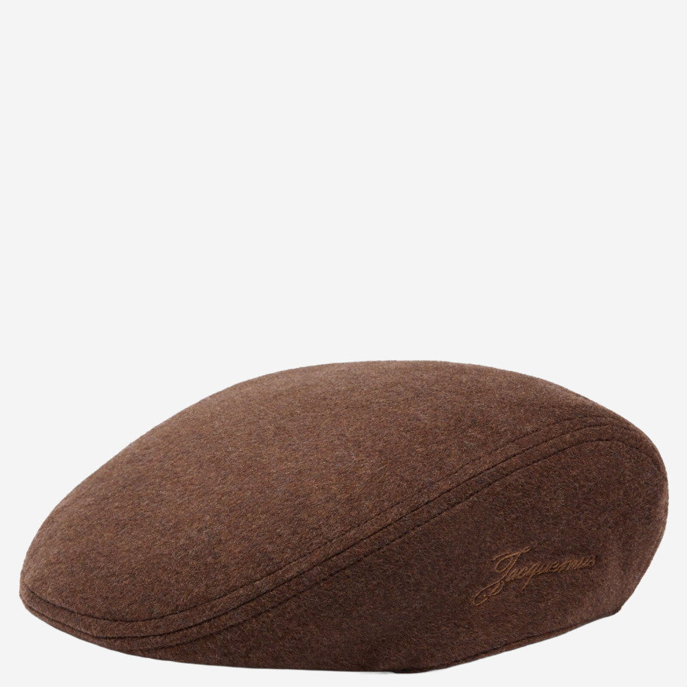 Dark Brown Embroidered Flat Beret Hat 2