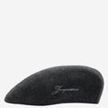 Dark Grey Embroidered Flat Beret Hat 1