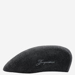 Dark Grey Embroidered Flat Beret Hat 1