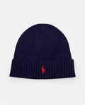Navy Blue Embroidered Logo Beanie Cap 1
