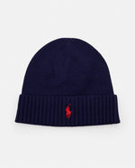 Navy Blue Embroidered Logo Beanie Cap 1