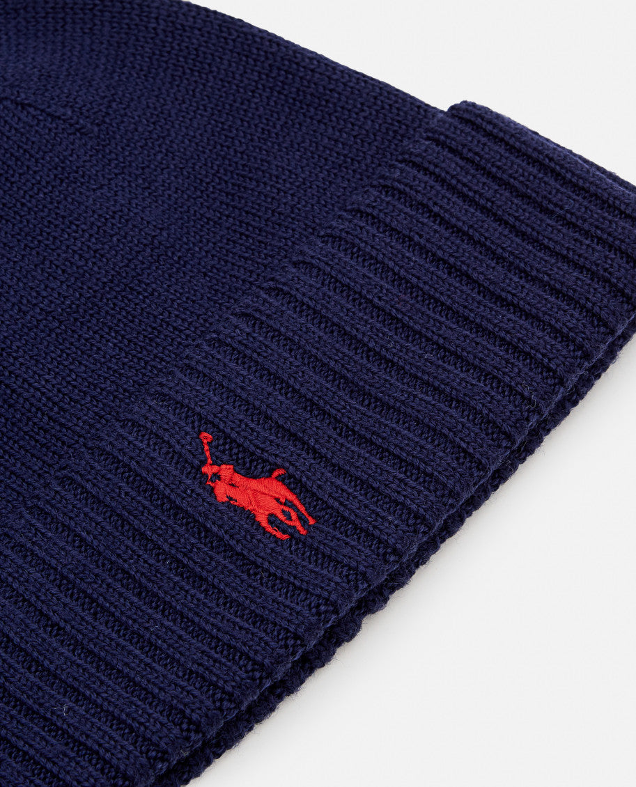 Navy Blue Embroidered Logo Beanie Cap 2