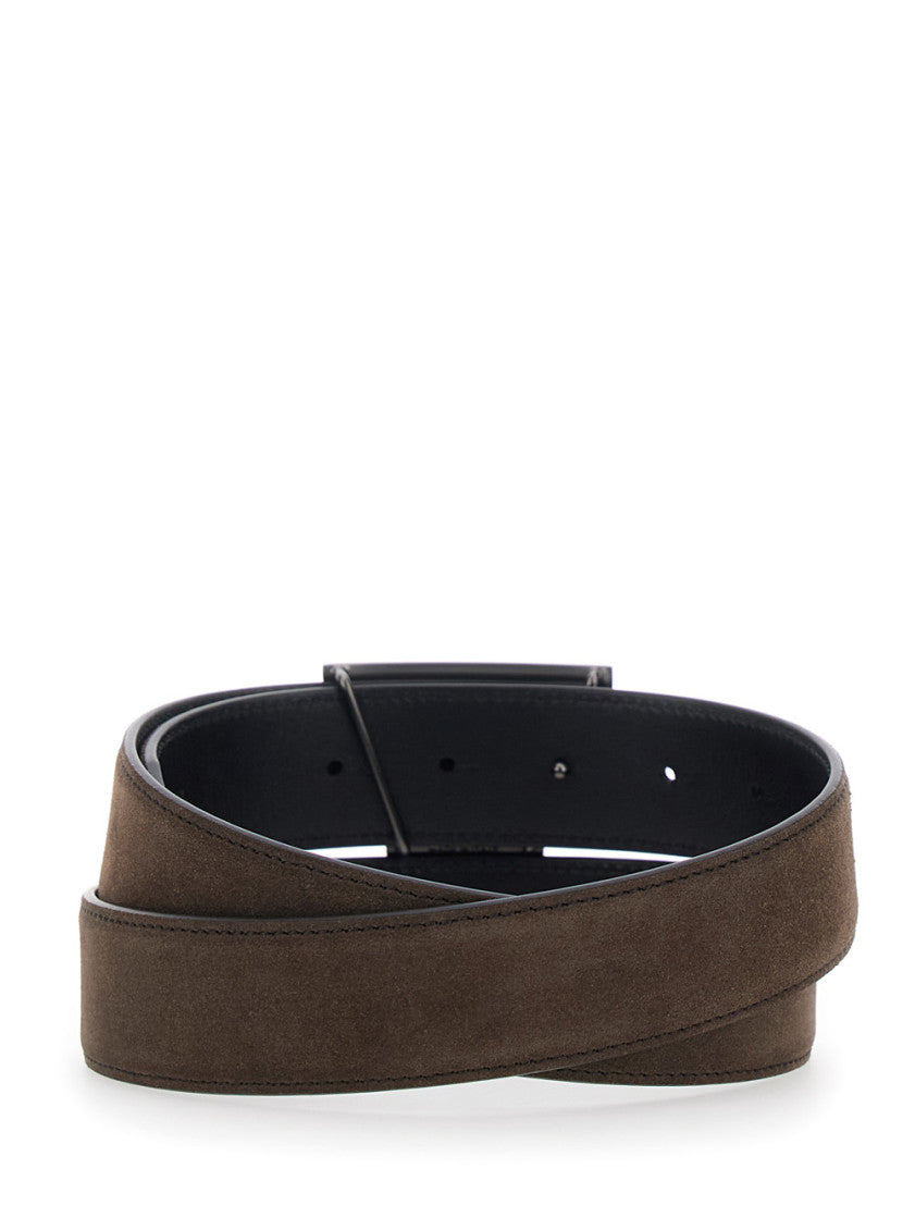 Brown T Buckle Reversible Belt 2