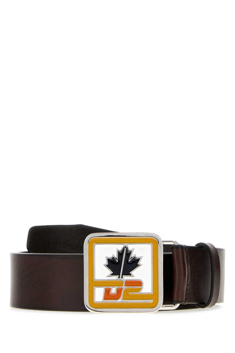 Dark Brown Logo Buckle Belt 1