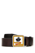 Dark Brown Logo Buckle Belt 1
