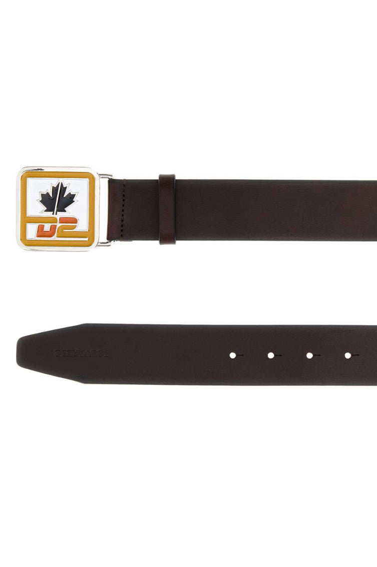 Dark Brown Logo Buckle Belt 2