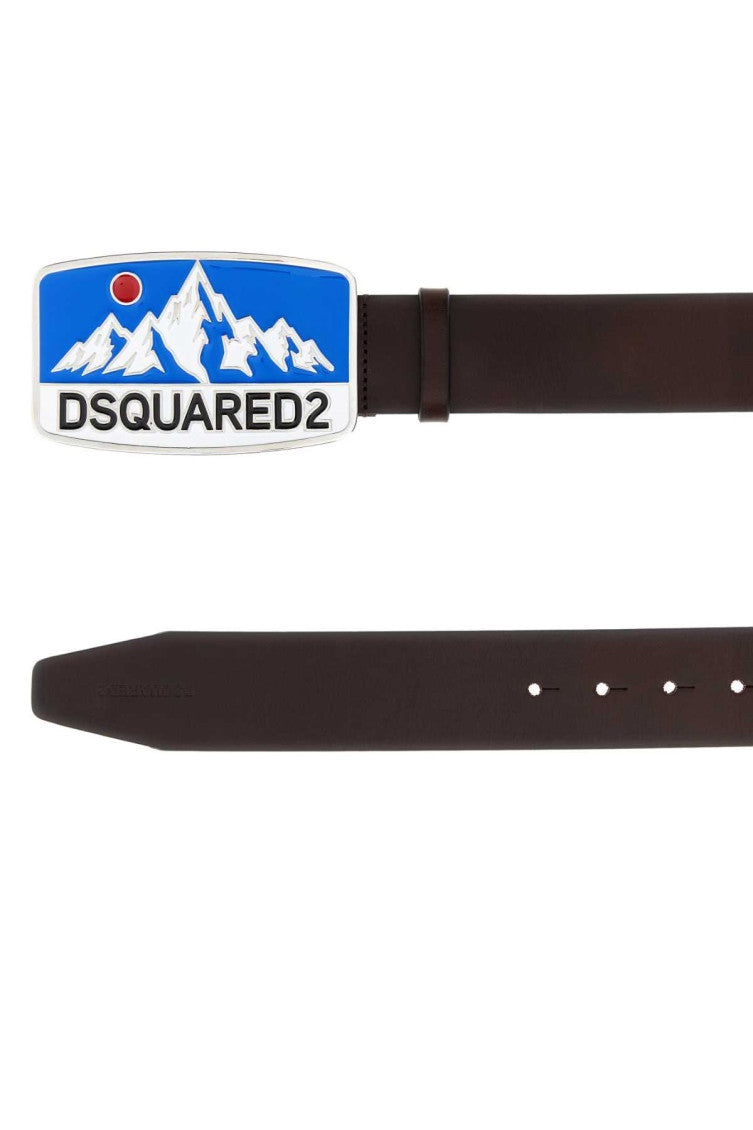 Dark Brown Mountain Graphic Buckle Belt 2