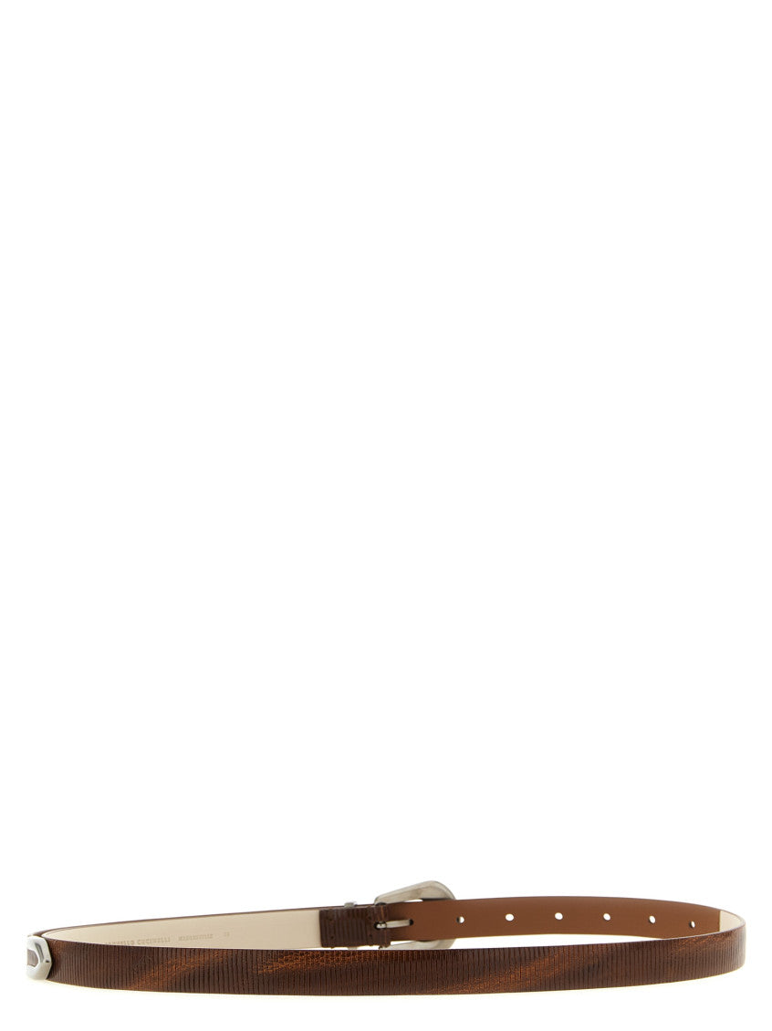 Brown Carved Stripes Buckle Belt 2