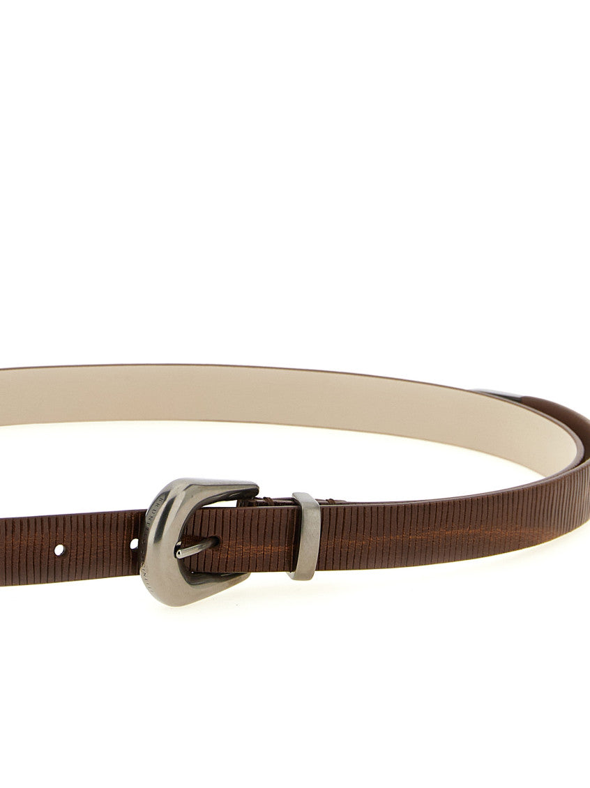 Brown Carved Stripes Buckle Belt 3