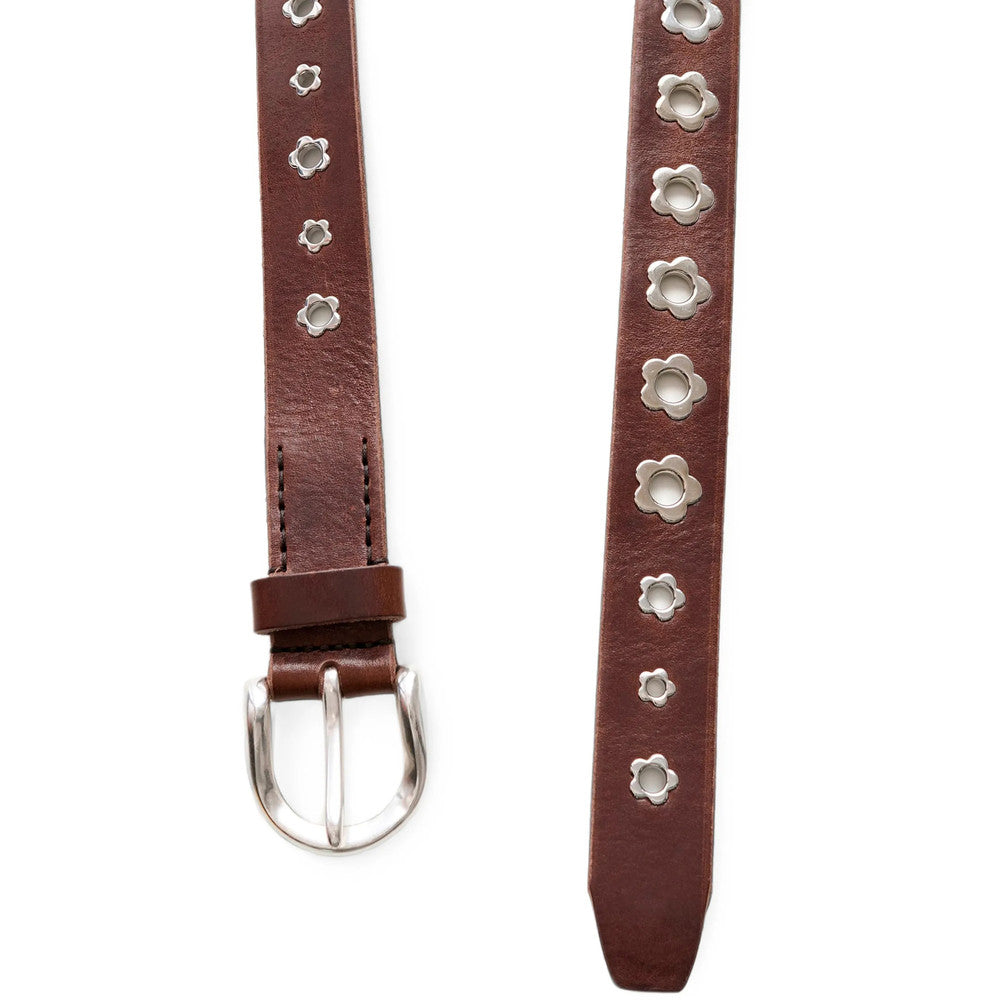 Brown Flower Rivets Buckle Belt 2