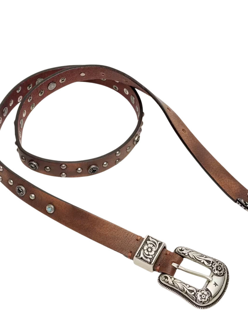 Brown Studded Buckle Belt 3
