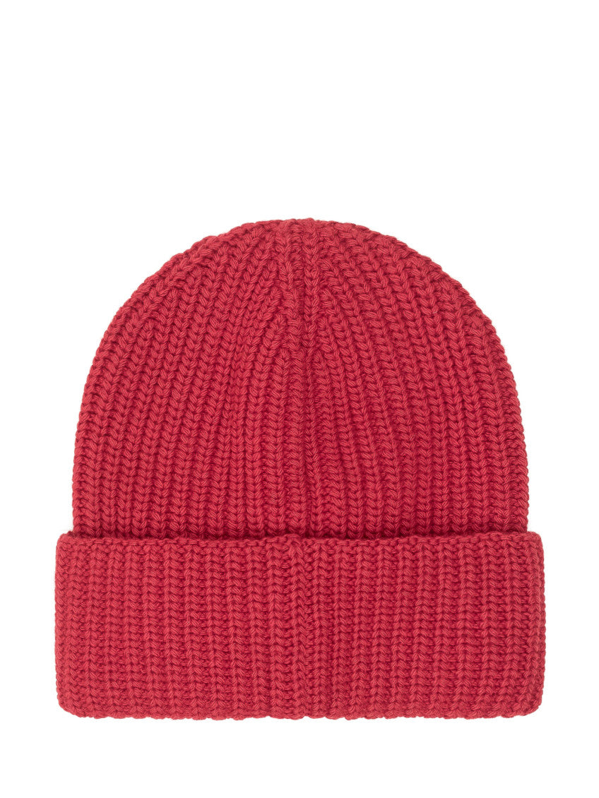 Red Knitted Beanie Cap 2