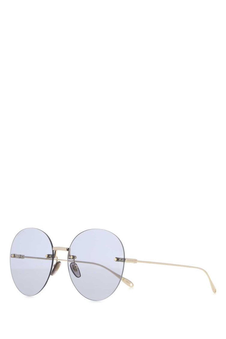 Light Blue Gold Round Sunglasses 1