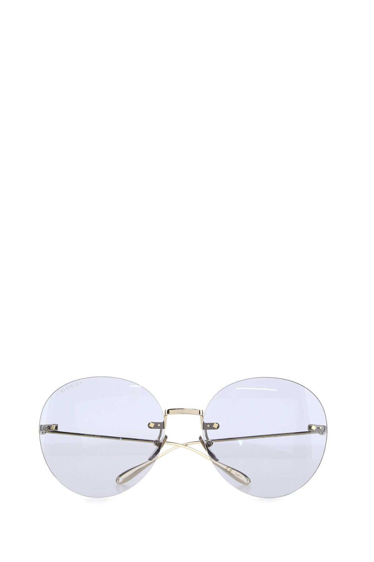 Light Blue Gold Round Sunglasses 2