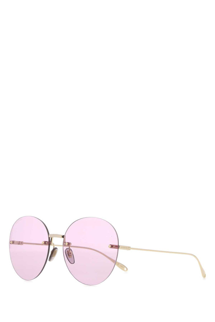 Light Pink Gold Round Sunglasses 1