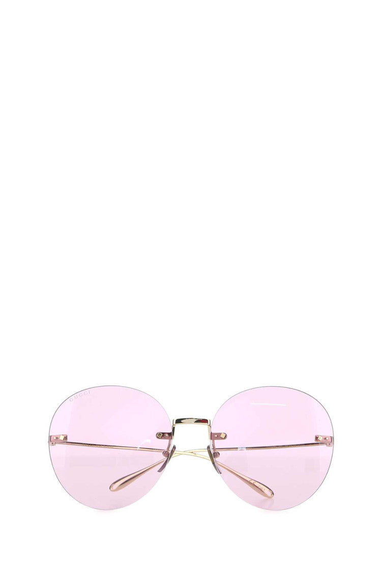 Light Pink Gold Round Sunglasses 2